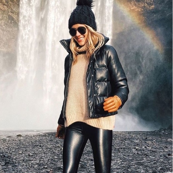 Faux leather puffer jacket - Picture 2 of 3